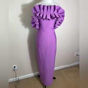 Shein Elegant Purple Bodycon Off The Shoulder Ruffle Dress